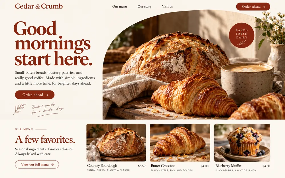 Cedar & Crumb website concept