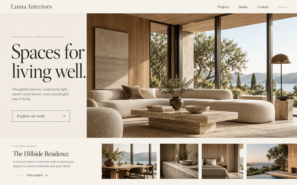 Luma Interiors website concept