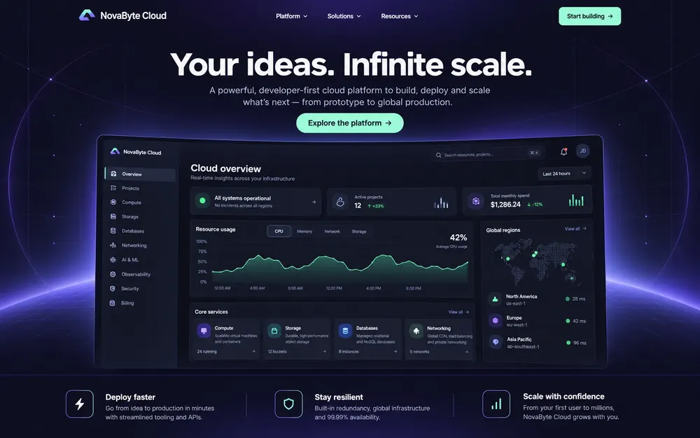 NovaByte Cloud website concept