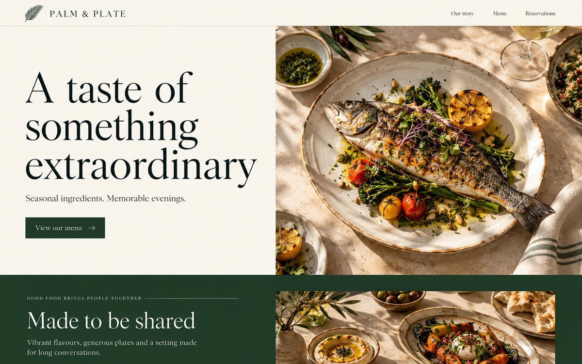 Palm & Plate website concept