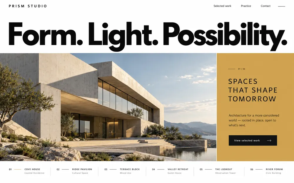 Prism Studio website concept