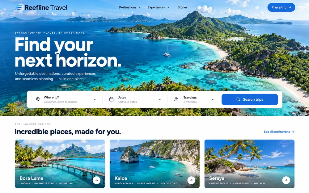 Reefline Travel website concept
